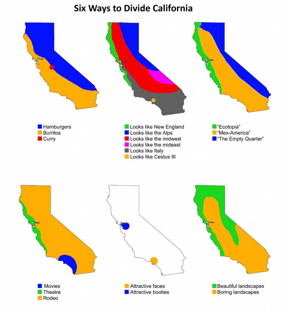 Six Ways To Divide California | Maps | Map, Funny Maps, State Map - Divide California Map