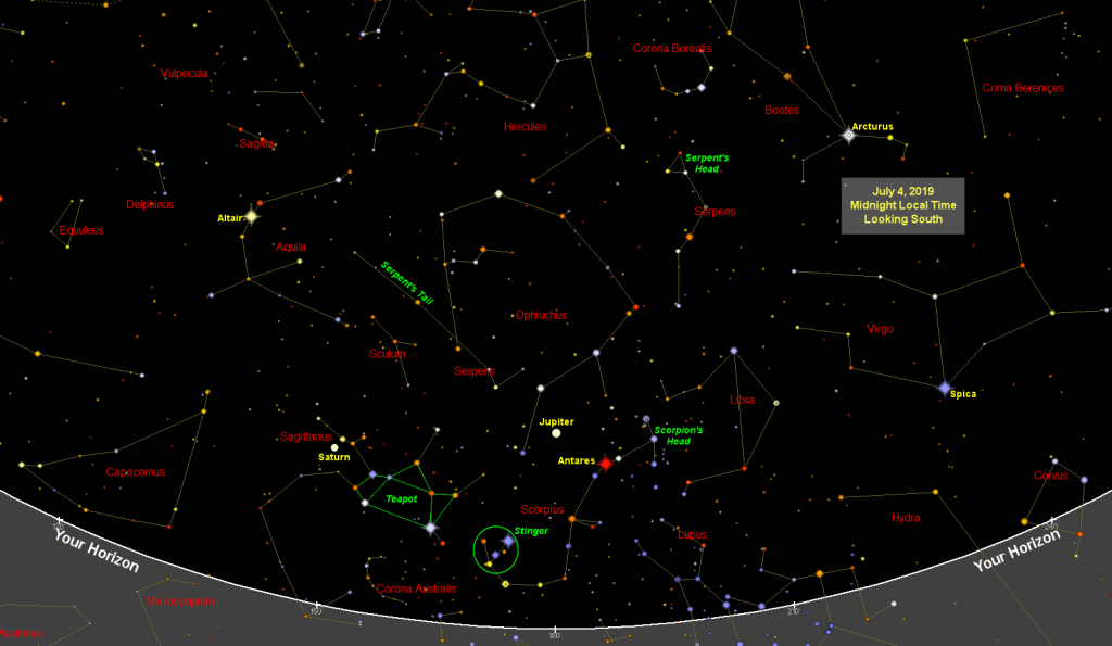 Sky Map: July 2019 | Old Farmer&amp;#039;s Almanac - Printable Sky Map