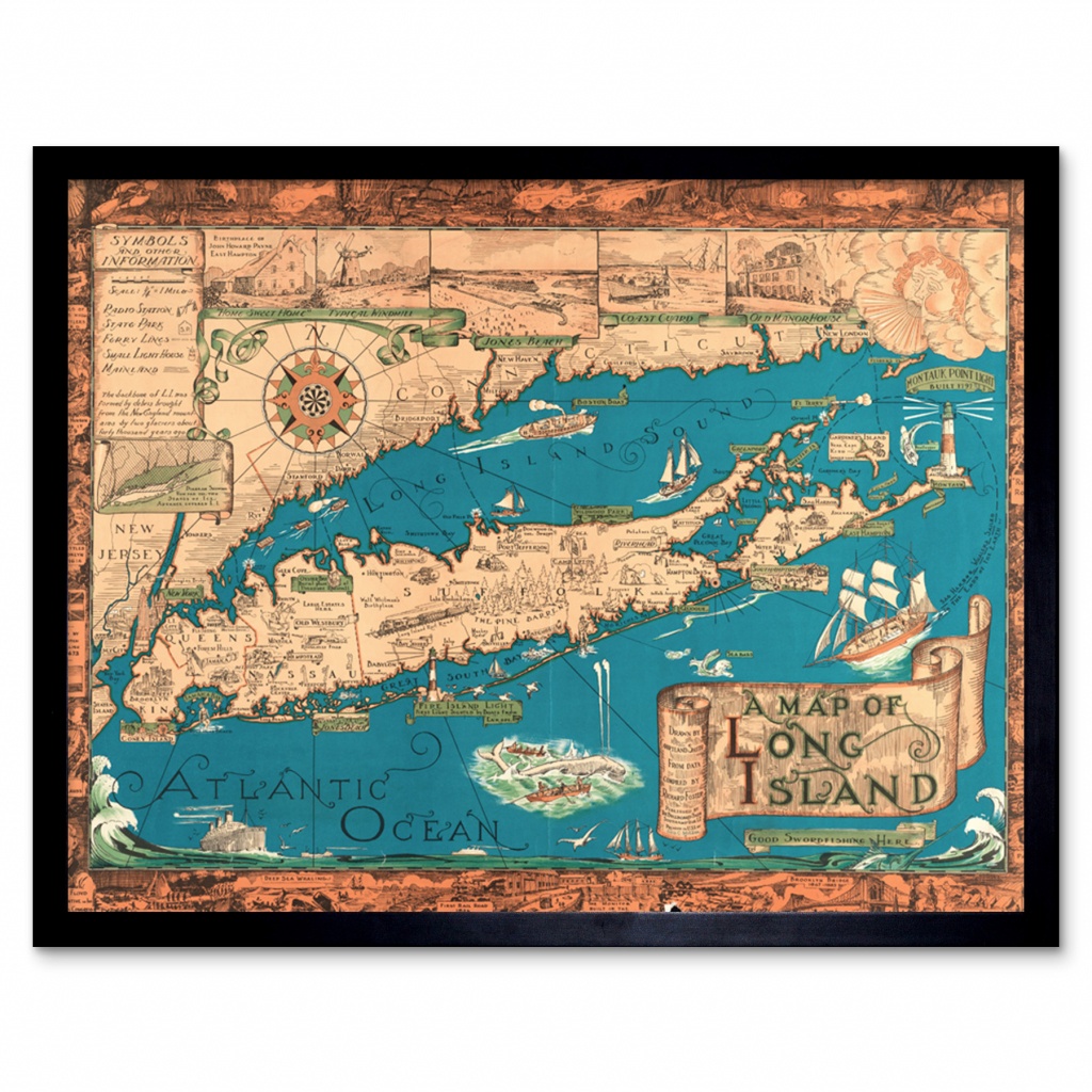 Smith 1933 Pictorial Map Long Island Ny History Wall Art Print - Printable Map Of Long Island Ny