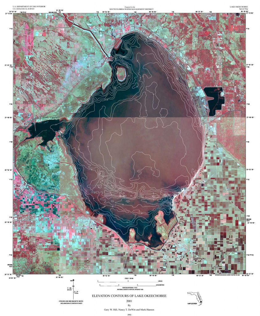 Sofia - Maps - Elevation Contours Of Lake Okeechobee 2001 - Fishing Map Of Lake Okeechobee Florida