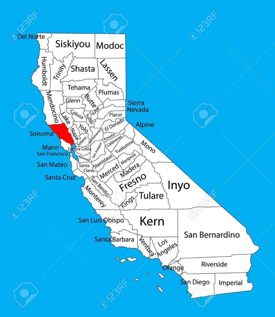 Sonoma County (California, United States Of America) Vector Map - Sonoma California Map
