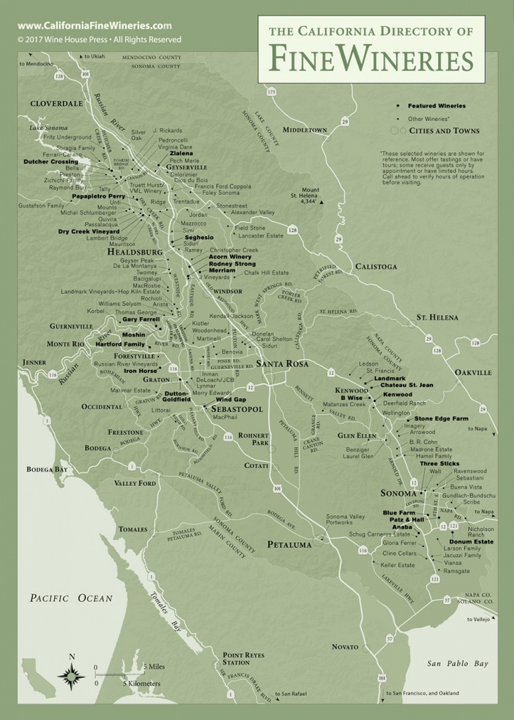 Sonoma County Map Of California Fine Wineries - Map Of Wineries In Sonoma County California