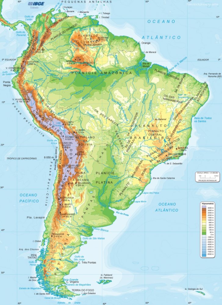 South America Physical Map Printable