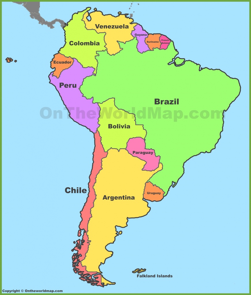 South America Maps | Maps Of South America - Ontheworldmap - Printable Map Of South America With Countries