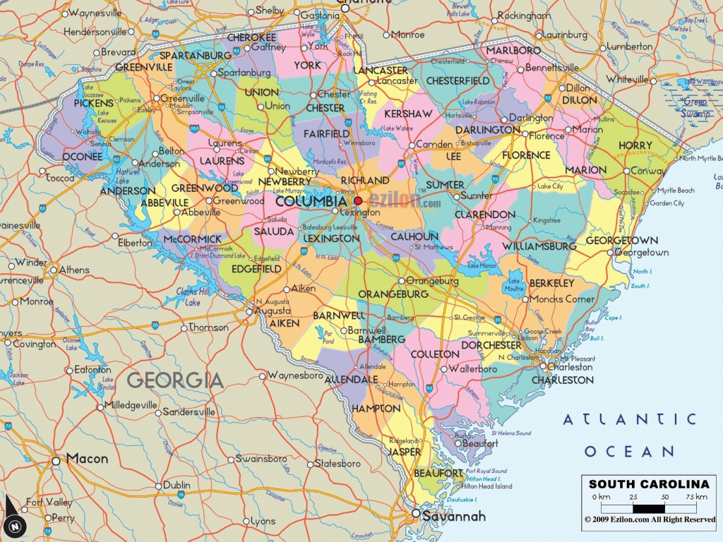 South Carolina County Map In Of North Georgia Usa 8 6 - South Carolina County Map Printable