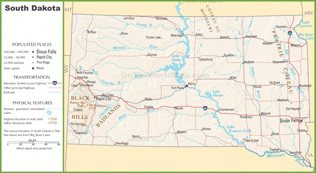 South Dakota Highway Map - Printable Map Of South Dakota