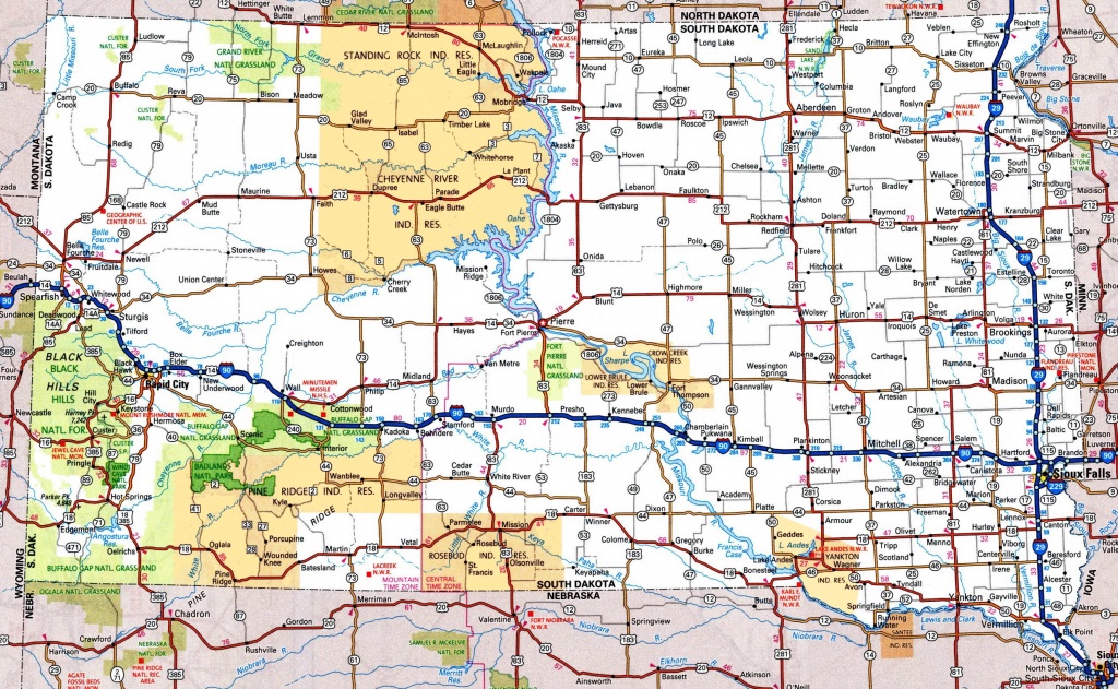 South Dakota Road Map - Printable Map Of South Dakota