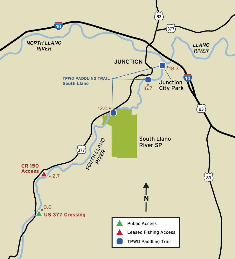 South Llano River Fishing - Junction Texas Map
