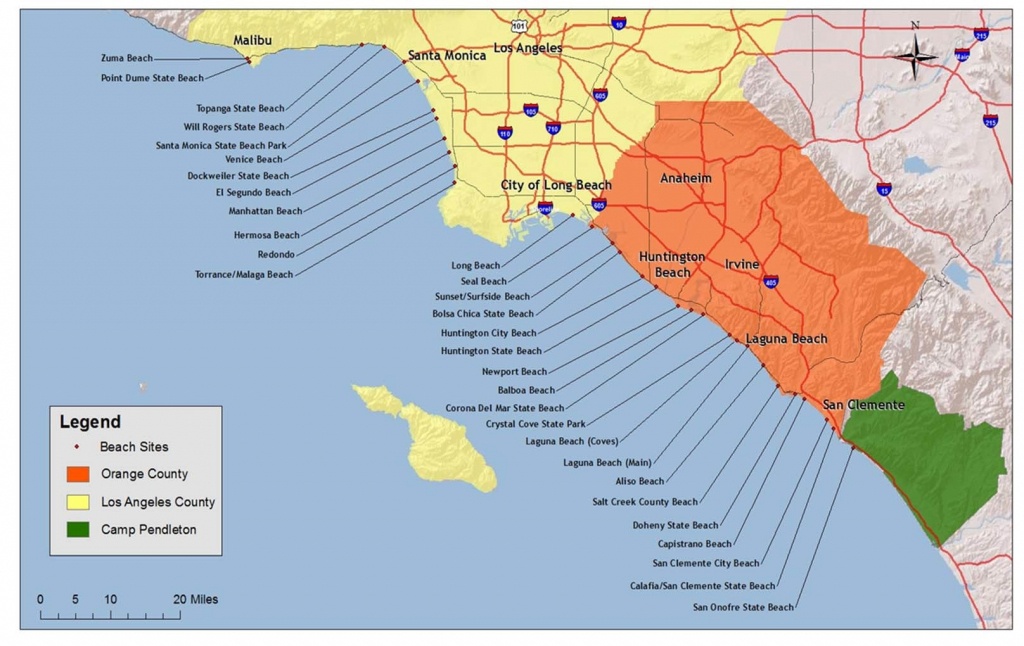 Southern California Map Of Beaches – Map Of Usa District - California Beaches Map