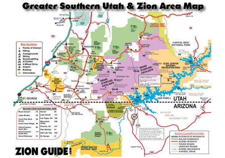 Printable Map Of Utah National Parks