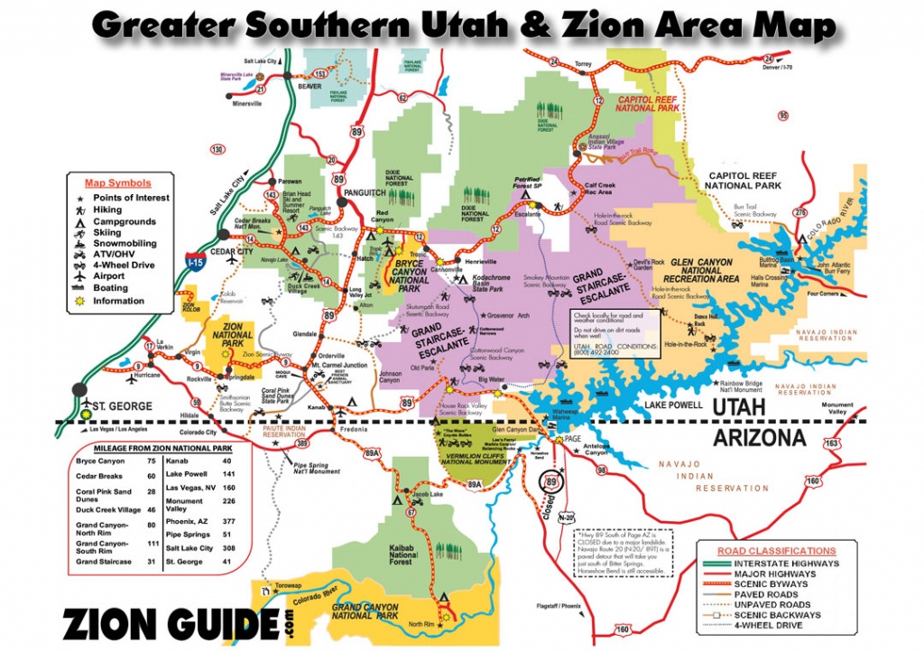 Southern Utah &amp;amp; Zion Area Map | Utah State &amp;amp; National Parks Guide - Printable Map Of Utah National Parks
