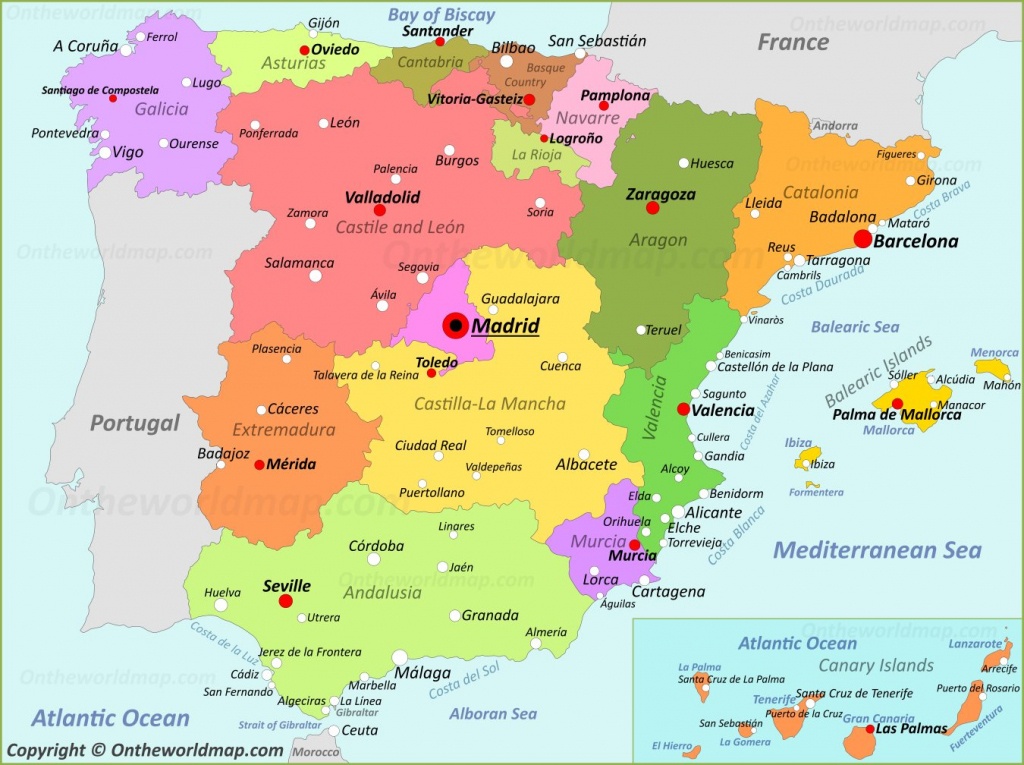 Printable Map Of Spain With Cities Printable Map Of Spain With Cities