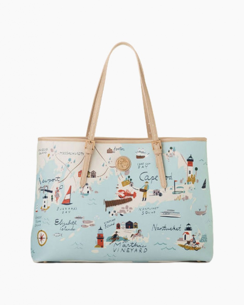 Spartina 449 Northeastern Harbors Map Tote Bag | The Paper Store - Florida Map Purse