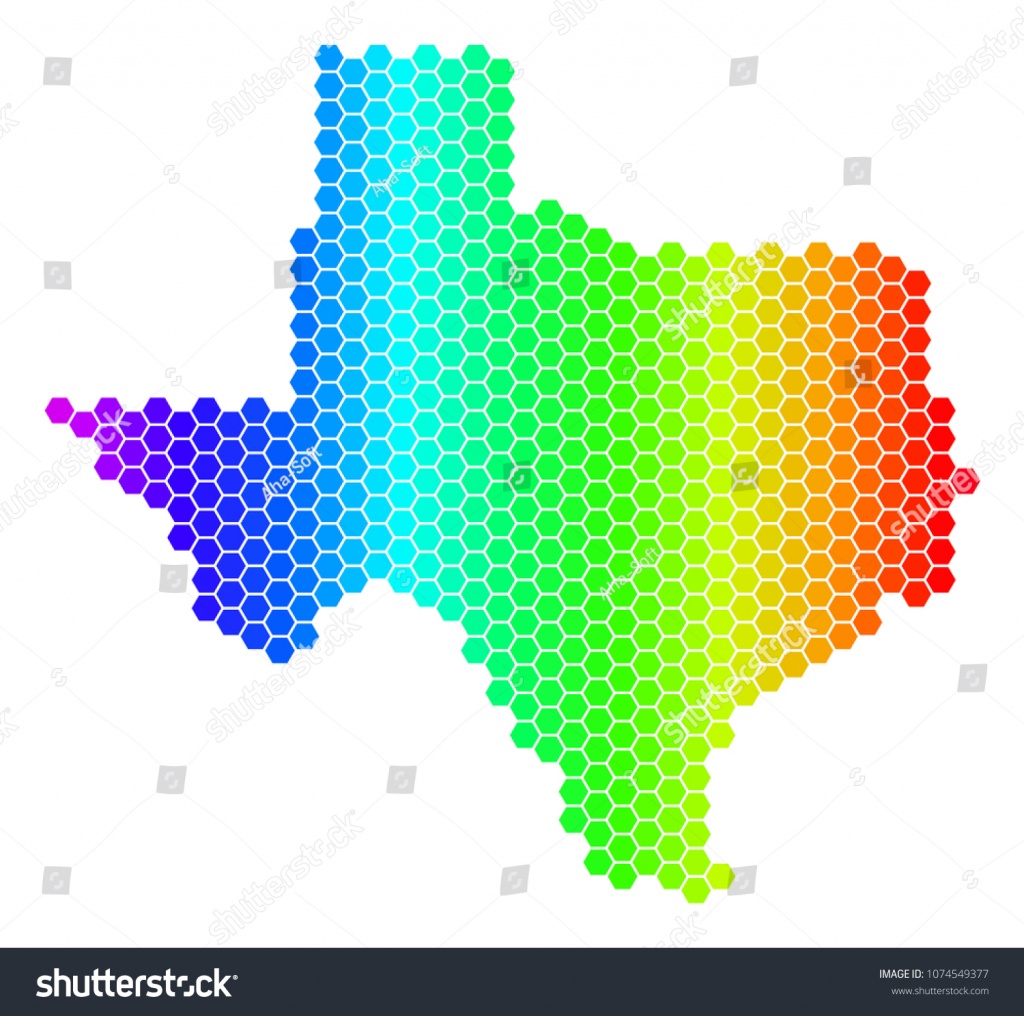 Spectrum Hexagonal Texas Map Vector Geographic Stock Vector (Royalty - Geographic Id Map Texas