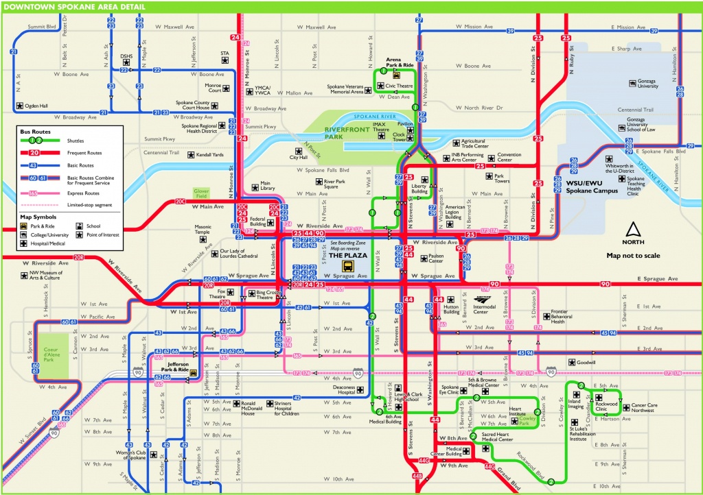 Spokane Downtown Transport Map - Downtown Spokane Map Printable