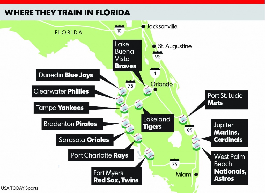 Spring Training 2018 Florida Map | Time Zones Map - Florida Spring Training Map