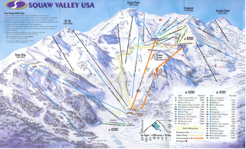 Squaw Valley - Skimap - California Ski Resorts Map