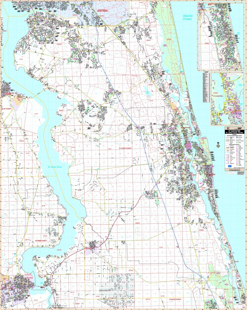 St Augustine, Fl Wall Map - Maps - Map Of St Johns County Florida