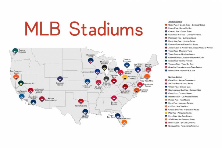 Printable Map Of Mlb Stadiums