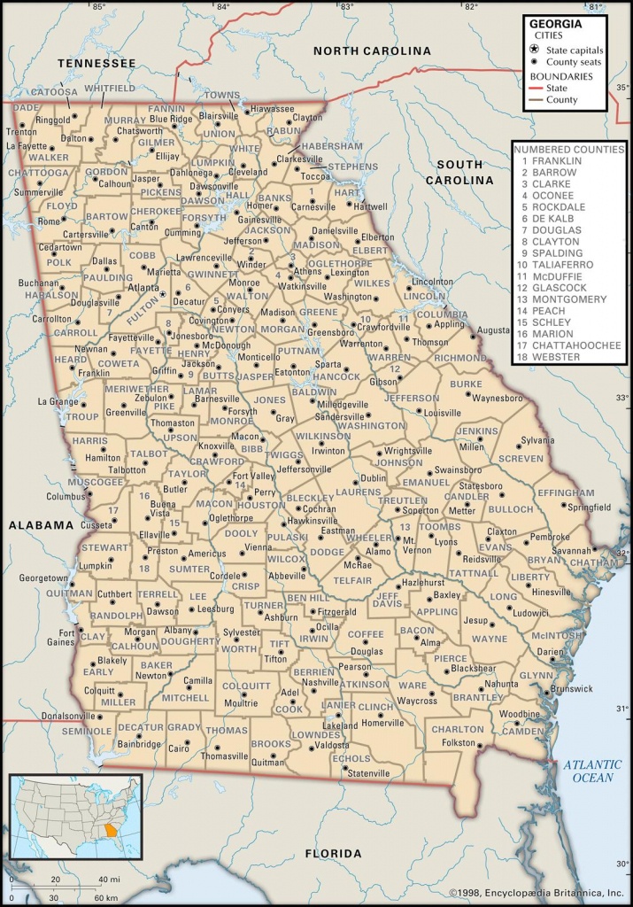 State And County Maps Of Georgia - Georgia Road Map Printable