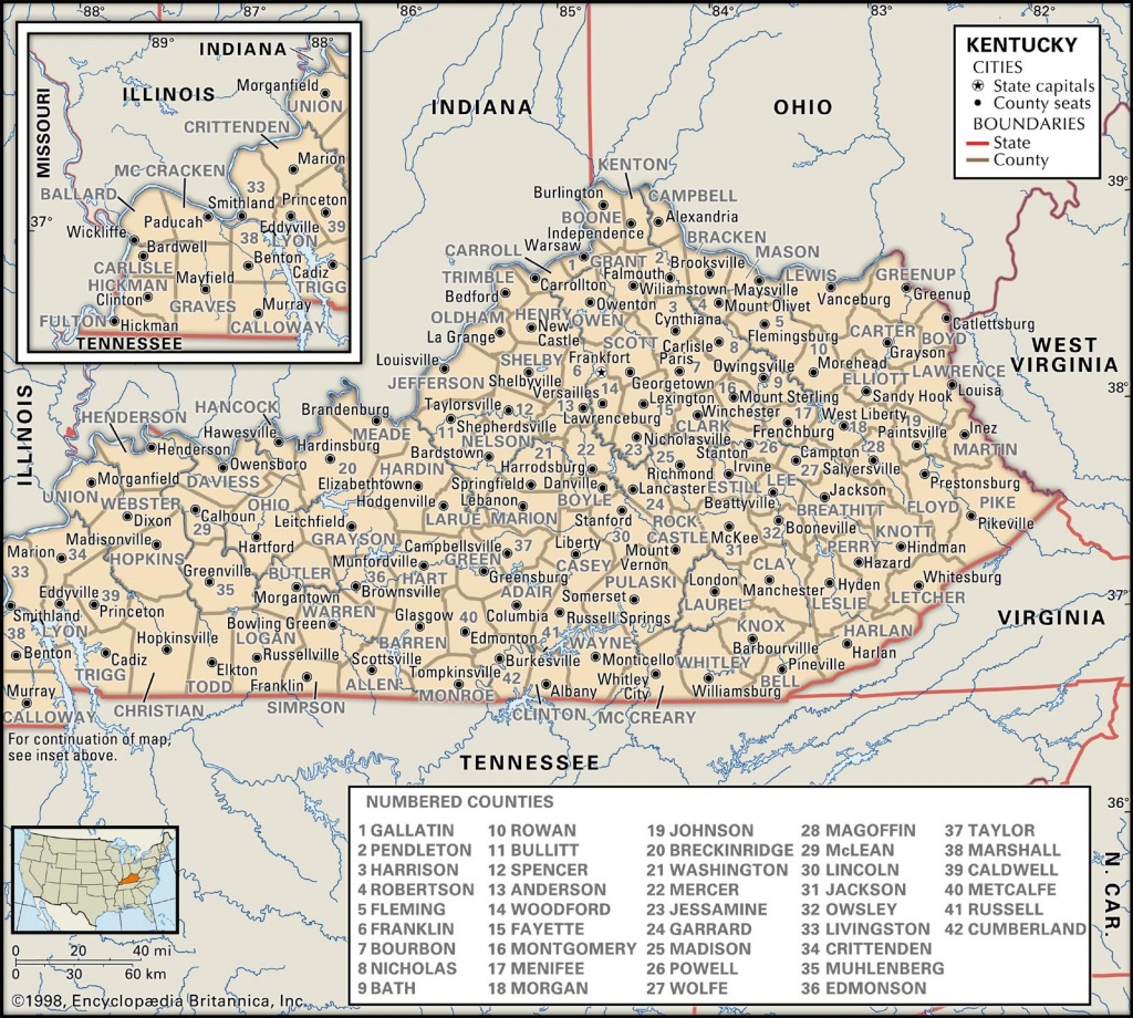 State And County Maps Of Kentucky - Printable Map Of Kentucky Counties