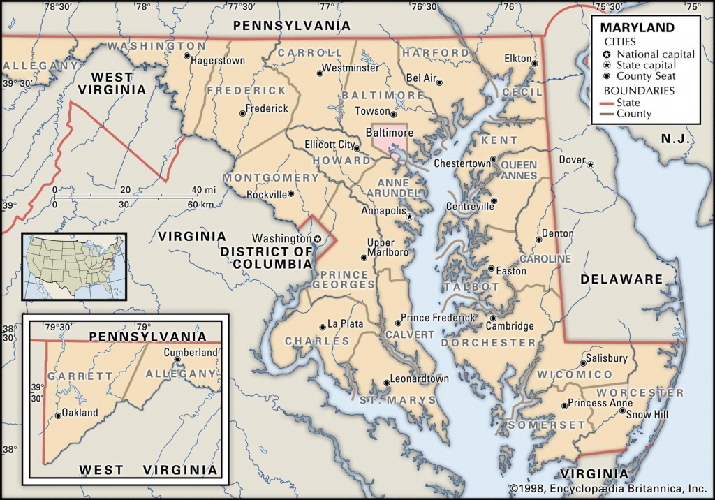 State And County Maps Of Maryland - Printable Map Of Maryland