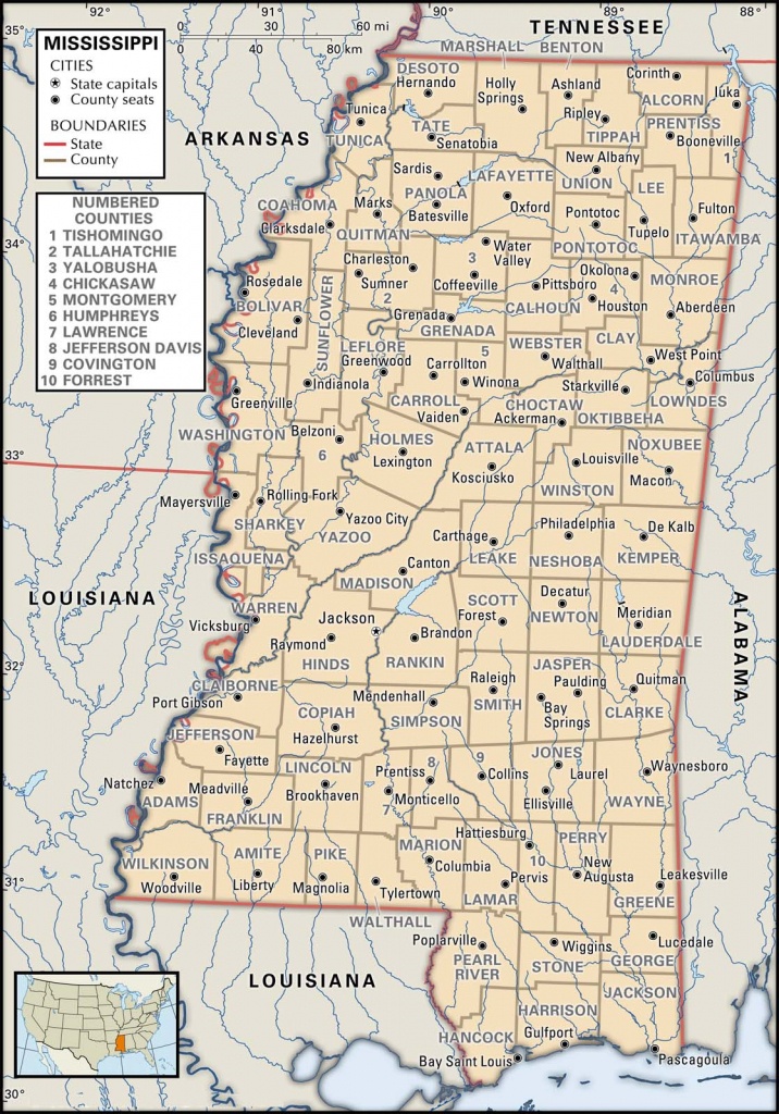 State And County Maps Of Mississippi Printable Map Of Mississippi