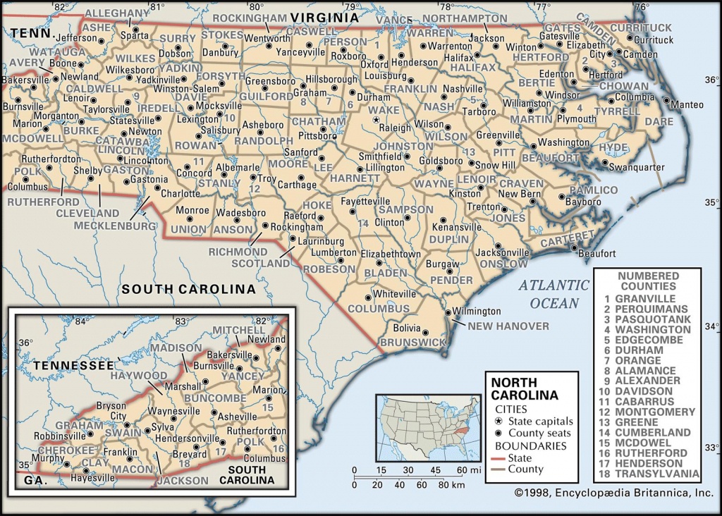 State And County Maps Of North Carolina - Printable Map Of North Carolina