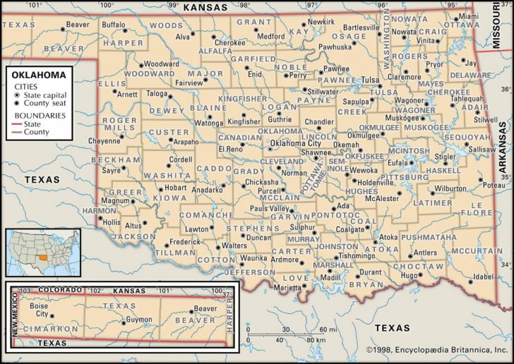 State And County Maps Of Oklahoma - Road Map Of Texas And Oklahoma ...