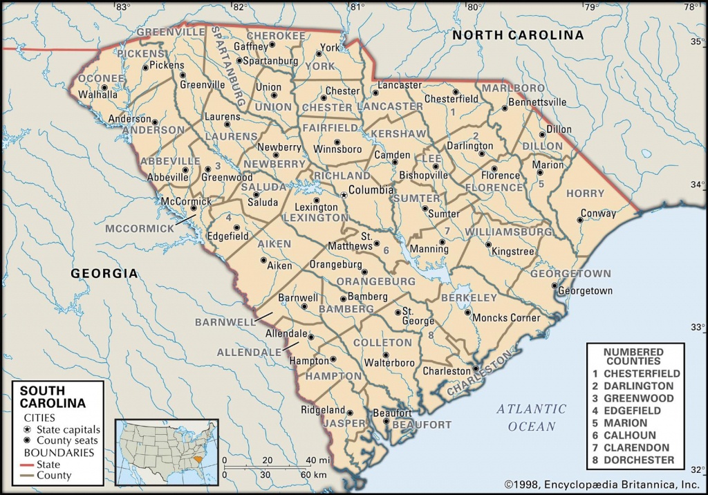 State And County Maps Of South Carolina - Printable Map Of South Carolina