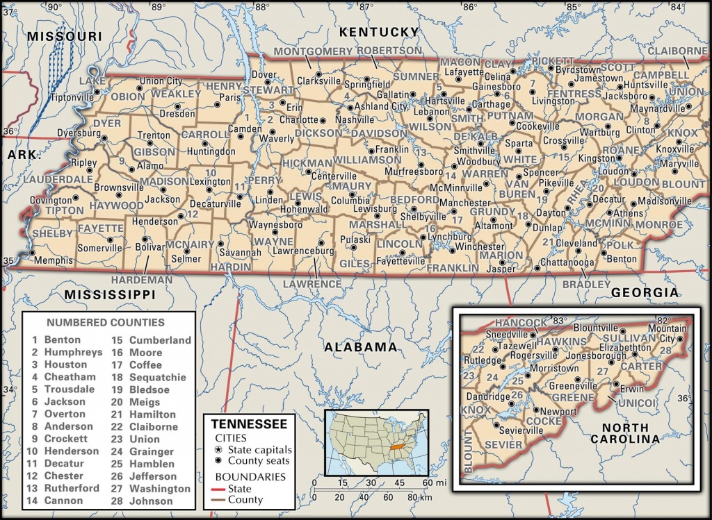 State And County Maps Of Tennessee - Printable Map Of Tennessee Counties And Cities