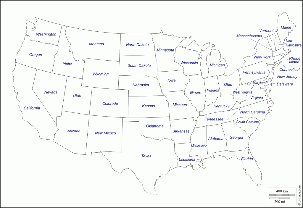 State Map Of United States Of America And Travel Information - Map Of United States With State Names Printable