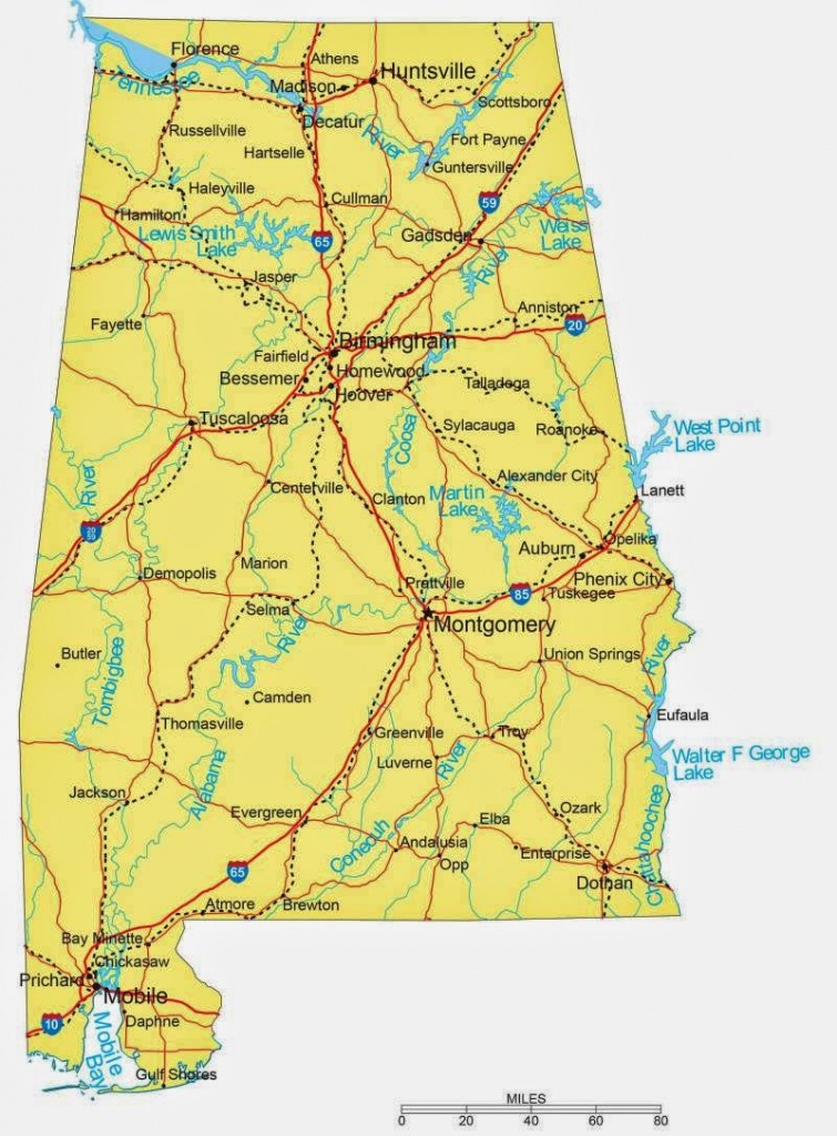 State Of Alabama Road Map - Free Printable Maps - Printable Alabama Road Map