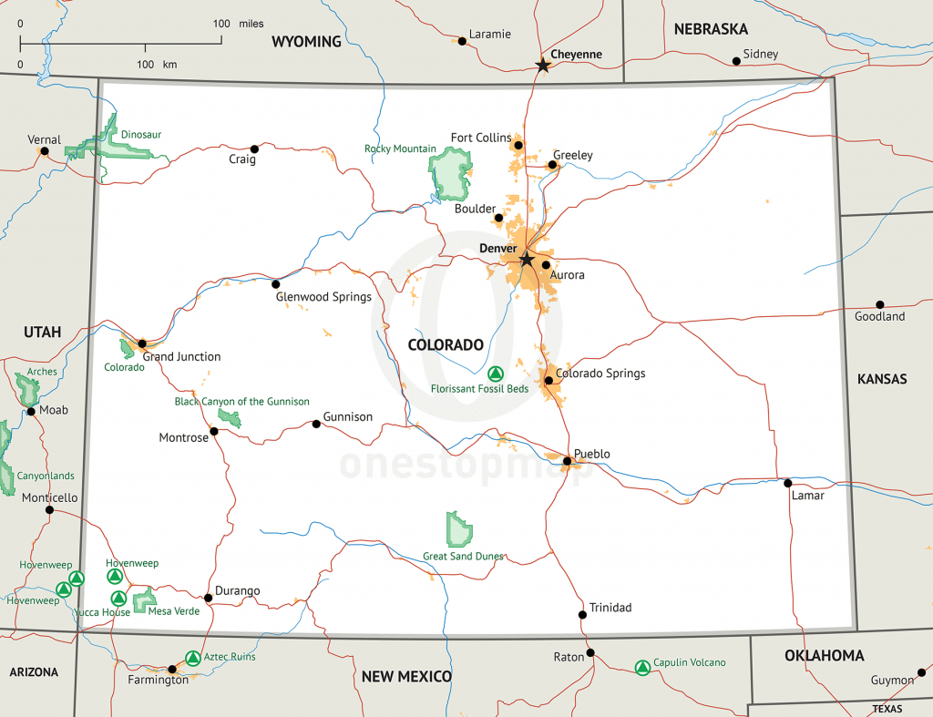 Stock Vector Map Of Colorado | One Stop Map - Printable Map Of Colorado