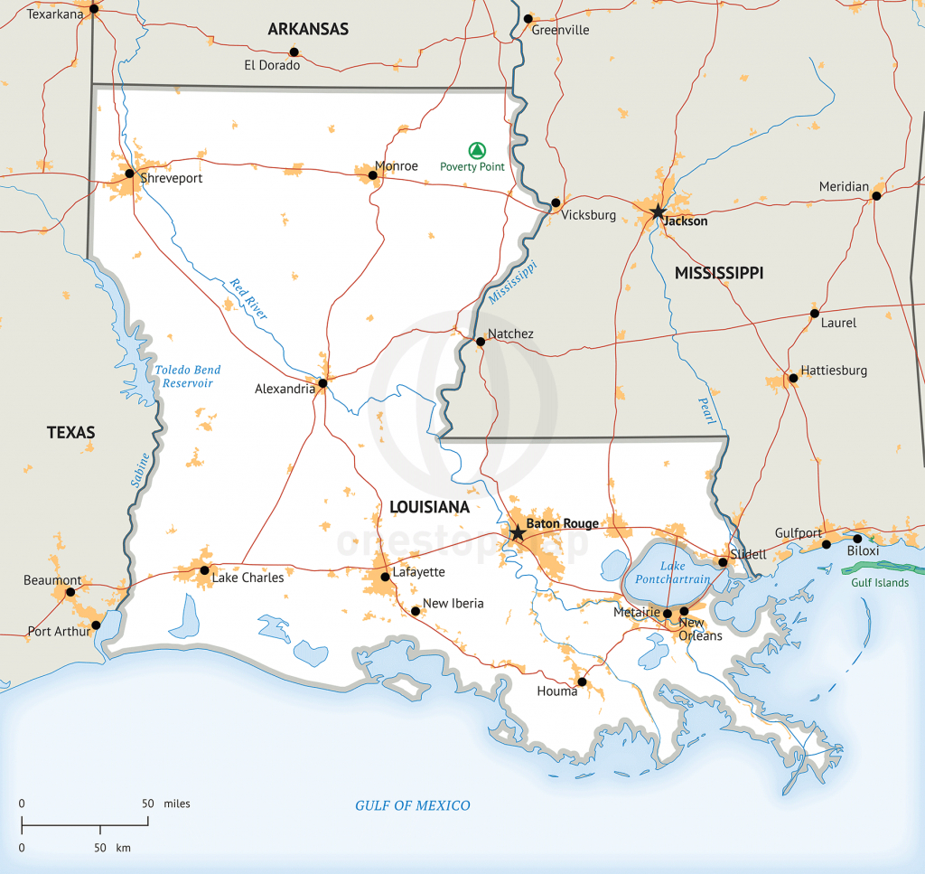 Stock Vector Map Of Louisiana | One Stop Map - Printable Map Of Louisiana