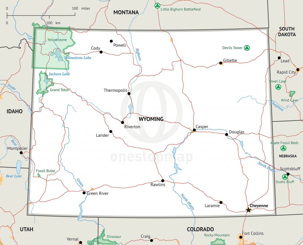 Stock Vector Map Of Wyoming | One Stop Map - Printable Map Of Wyoming