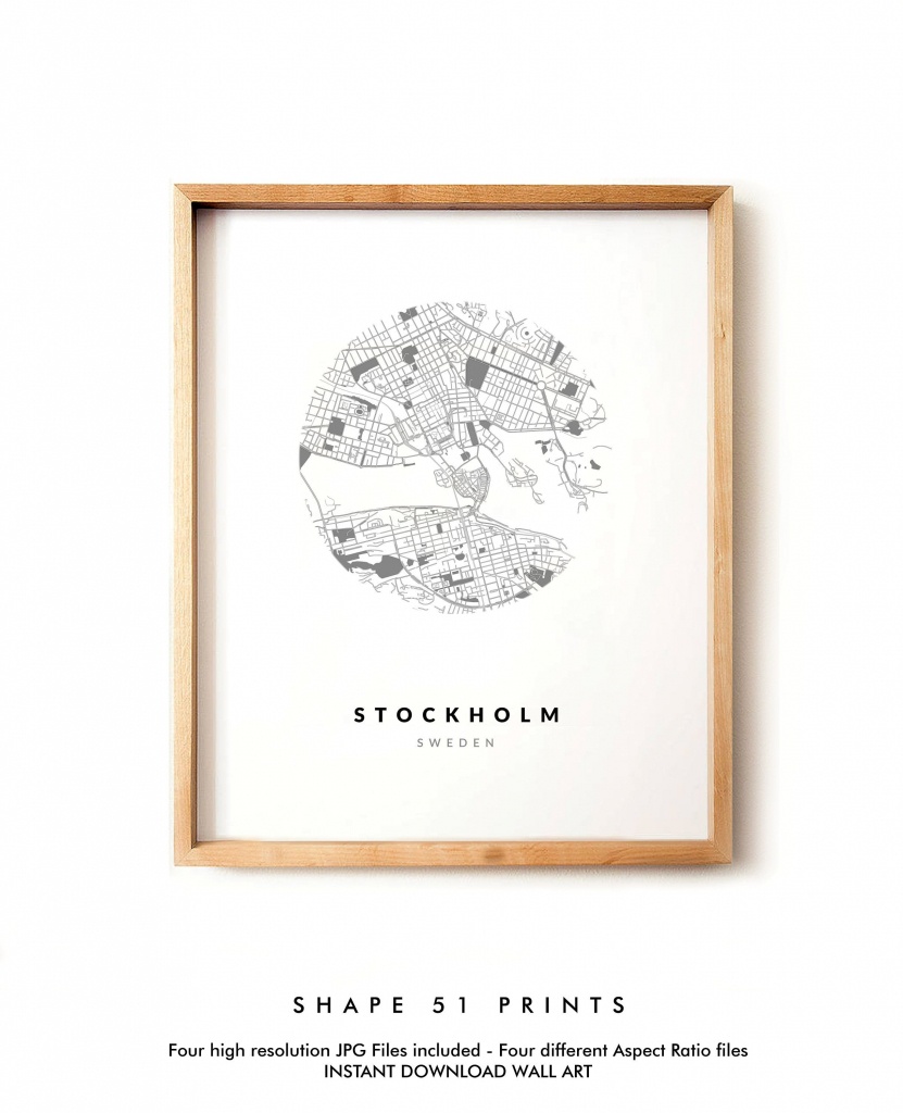 Stockholm City Map Poster Map Print Map Wall Art Black And | Etsy - Circle Map Printable