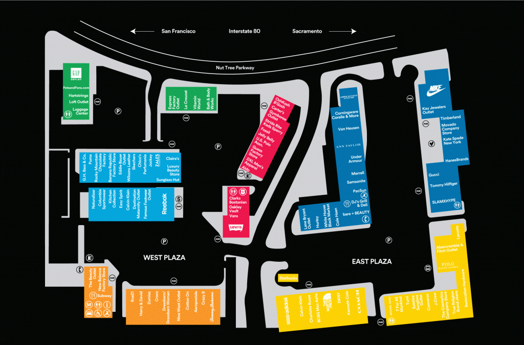 Store Directory For Vacaville Premium Outlets® - A Shopping Center - Outlet California Map