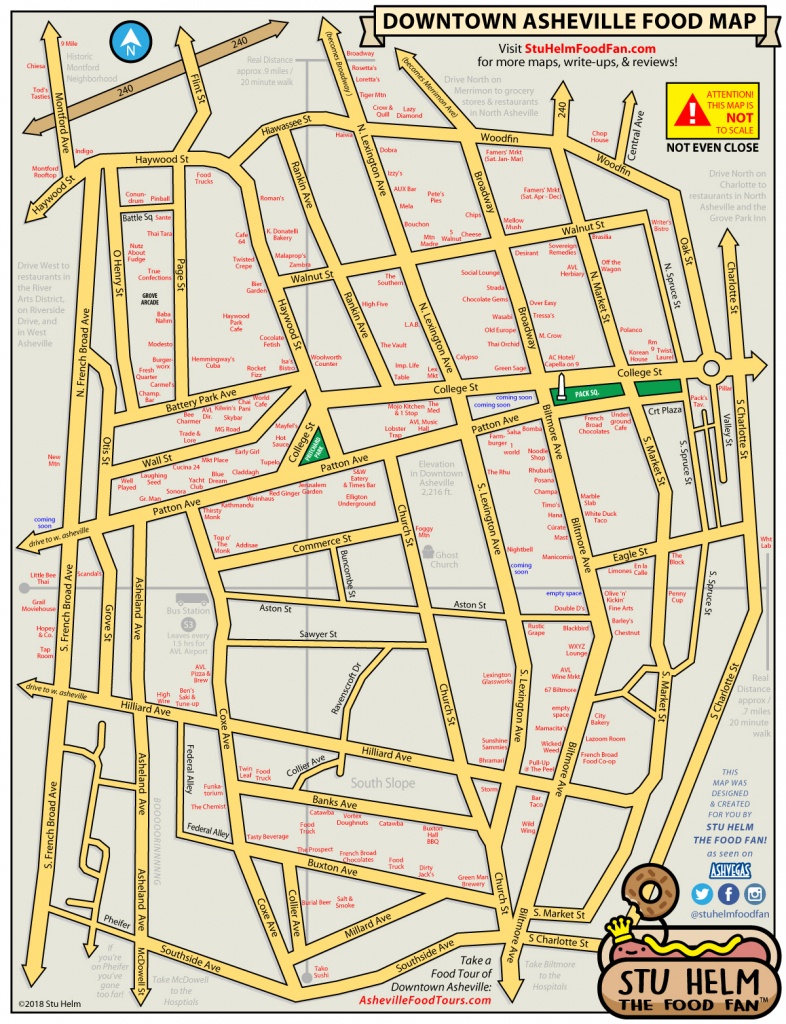 Stu Helm&amp;#039;s Mega Food Maps: Downtown Asheville – All Food And Drinks - Printable Map Of Asheville Nc