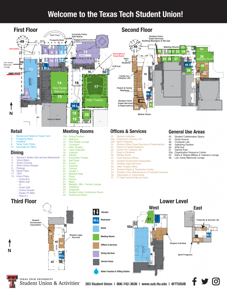 Sub Map | Student Union &amp;amp; Activities | Ttu - Texas Tech Housing Map