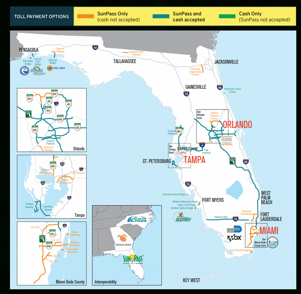 Sunpass : Tolls - Road Map Of South Florida
