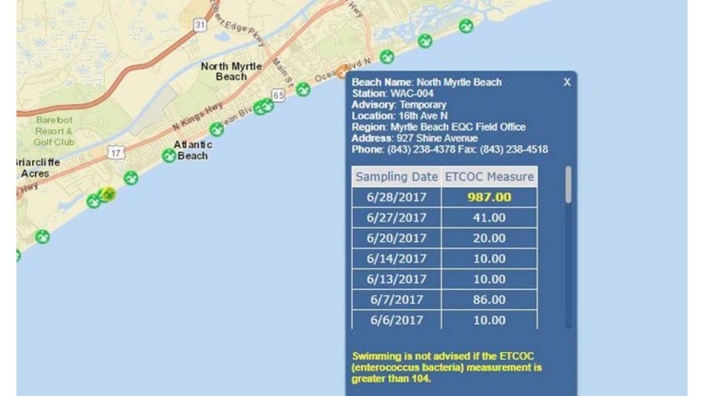 Swim Advisory Issued For High Bacteria Reading In Area Of North - Florida Beach Bacteria Map 2018