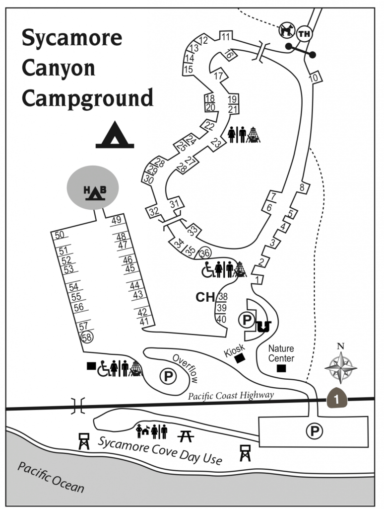 Sycamore Canyon - Campsite Photo And Camping Information - Southern California Campgrounds Map