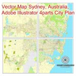 Sydney, Australia In Adobe Pdf, Printable Vector Street 4 Parts City   Printable Street Map Of Port Macquarie