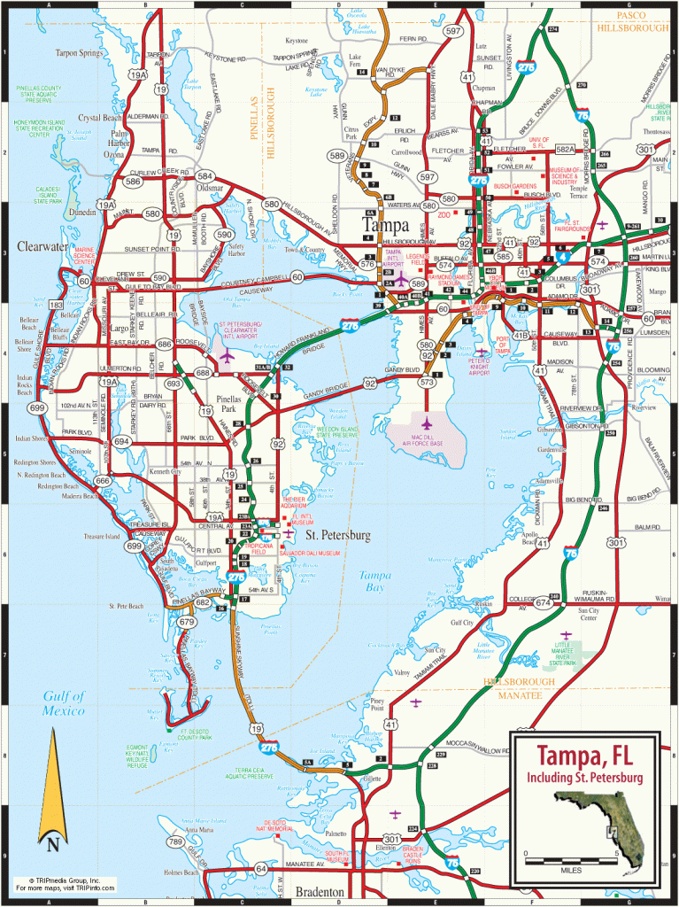 Tampa, St. Petersburg &amp;amp; Clearwater Map - Clearwater Beach Florida On A Map