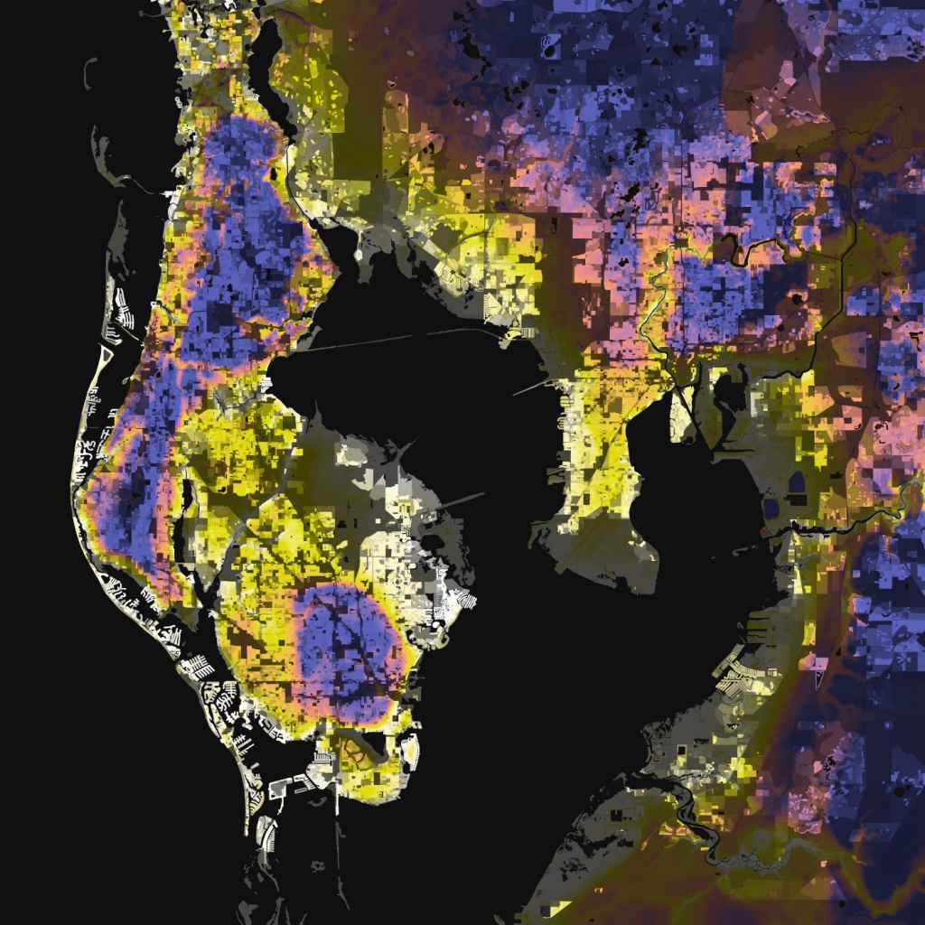 Tampa-St. Petersburg, Florida – Elevation And Population Density, 2010 - Tampa St Petersburg Map Florida