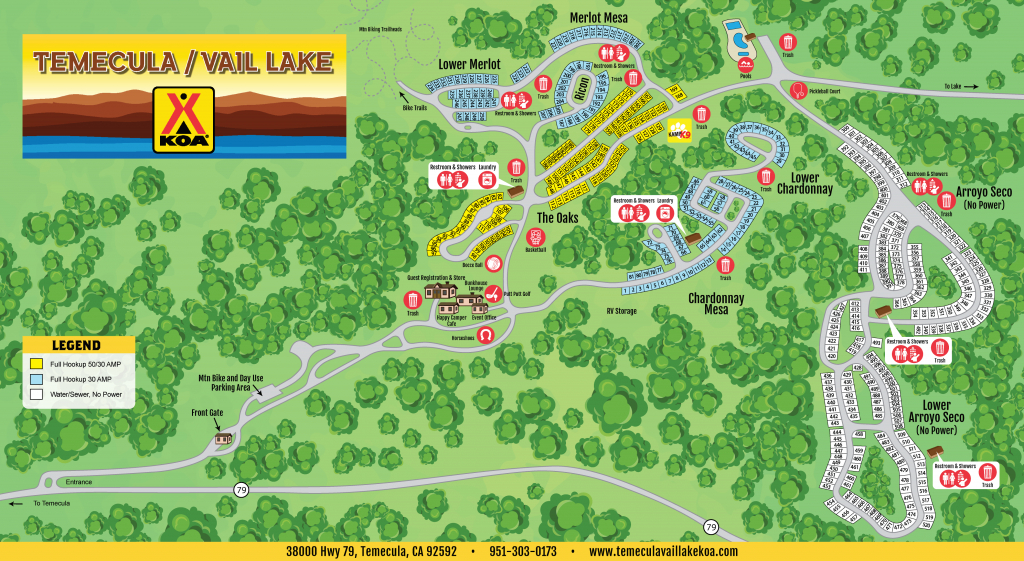 Temecula, California Campground | Temecula / Vail Lake Koa - California Campgrounds Map