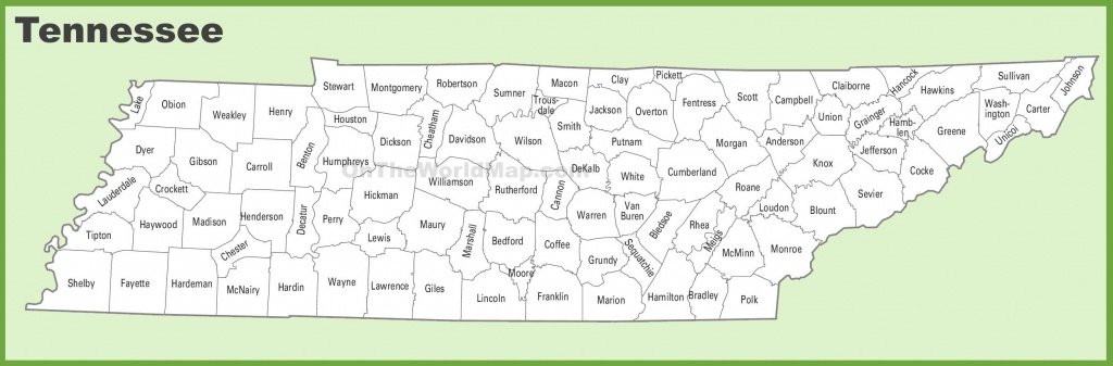 Tennessee County Map - Printable Map Of Tennessee Counties