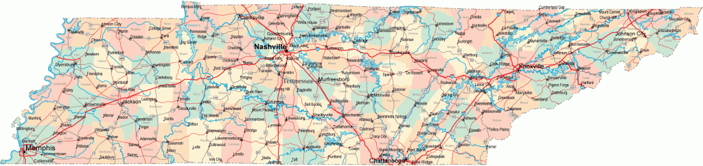 Tennessee Road Map - Tn Road Map - Tennessee Highway Map - Printable Map Of Tennessee With Cities