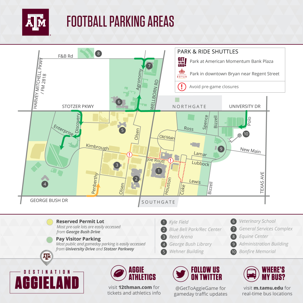 Texas A&amp;amp;m Football Gameday - 12Thman - Texas A&amp;amp;amp;m Football Parking Map
